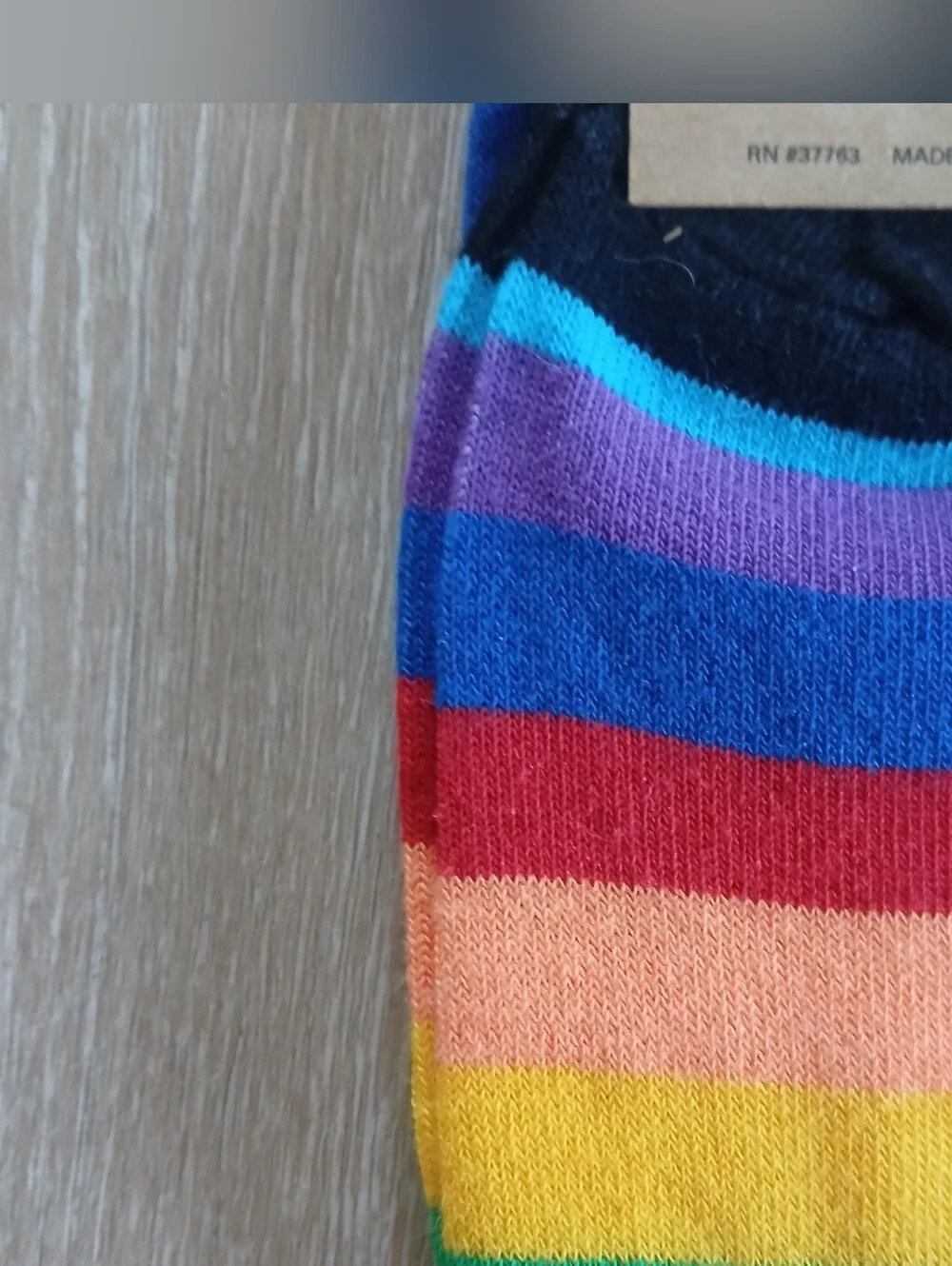 Reckless Striped Socks Black Rainbow Stripes Horizontal Knit Blend Size-7-12